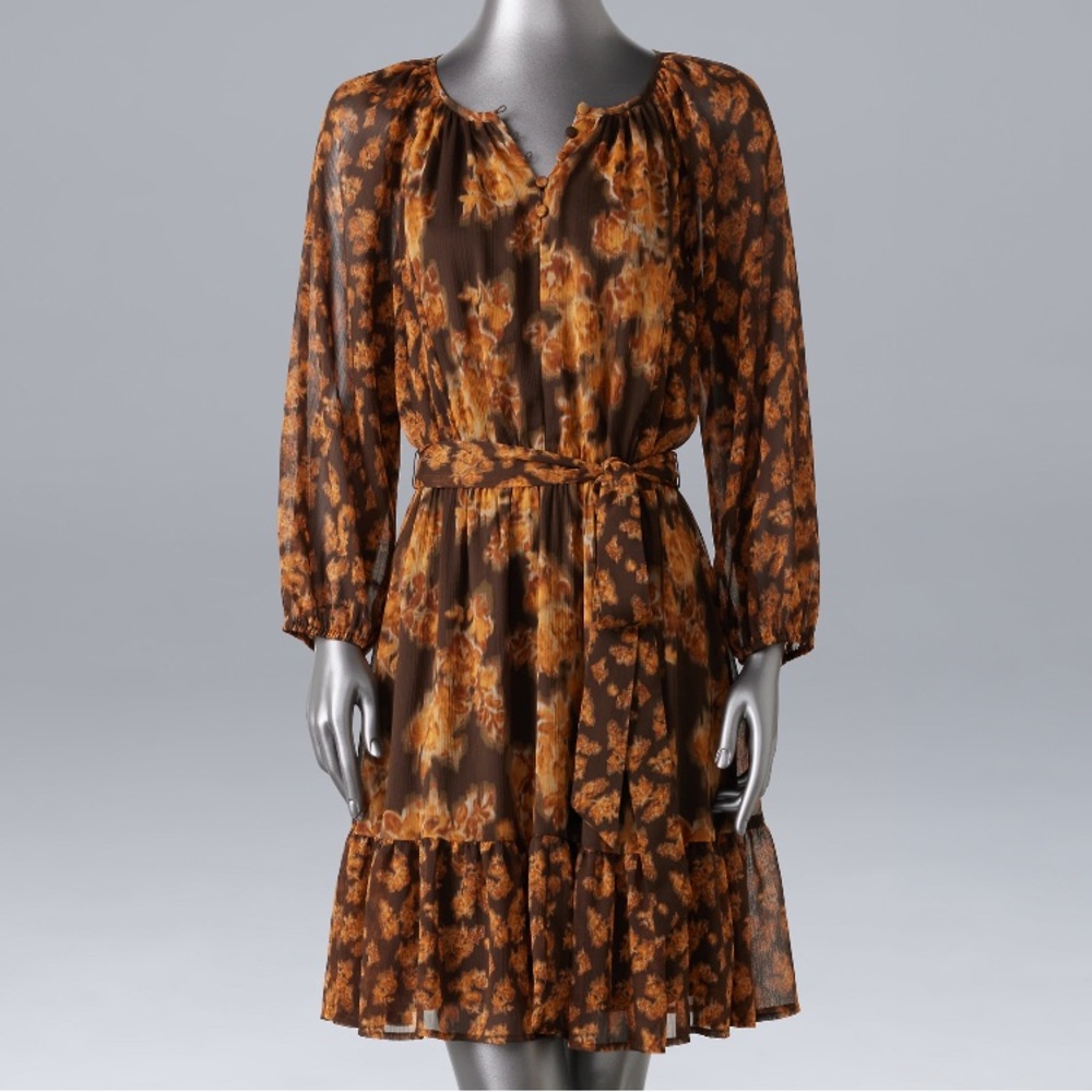Women’s Simply Vera Vera Wang Short Print Mix Dress: Large